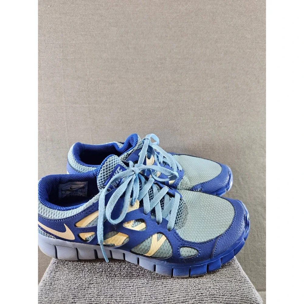 Nike Free Run 2 Blue Grey Running Shoes Womens 7 Low Top Sneakers (sku 133)